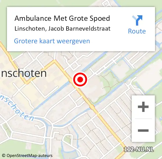 Locatie op kaart van de 112 melding: Ambulance Met Grote Spoed Naar Linschoten, Jacob Barneveldstraat op 15 april 2022 00:30