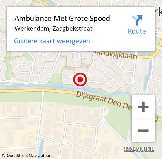 Locatie op kaart van de 112 melding: Ambulance Met Grote Spoed Naar Werkendam, Zaagbekstraat op 15 april 2022 00:40