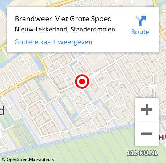 Locatie op kaart van de 112 melding: Brandweer Met Grote Spoed Naar Nieuw-Lekkerland, Standerdmolen op 15 april 2022 00:55