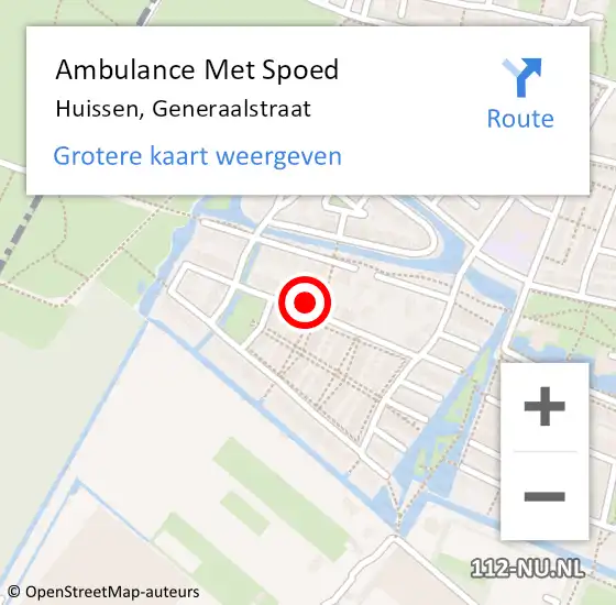 Locatie op kaart van de 112 melding: Ambulance Met Spoed Naar Huissen, Generaalstraat op 15 april 2022 00:57