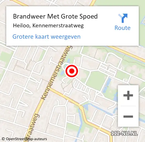 Locatie op kaart van de 112 melding: Brandweer Met Grote Spoed Naar Heiloo, Kennemerstraatweg op 14 juli 2014 13:47