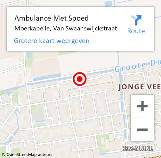 Locatie op kaart van de 112 melding: Ambulance Met Spoed Naar Moerkapelle, Van Swaanswijckstraat op 15 april 2022 02:52