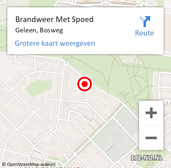 Locatie op kaart van de 112 melding: Brandweer Met Spoed Naar Geleen, Bosweg op 15 april 2022 03:48