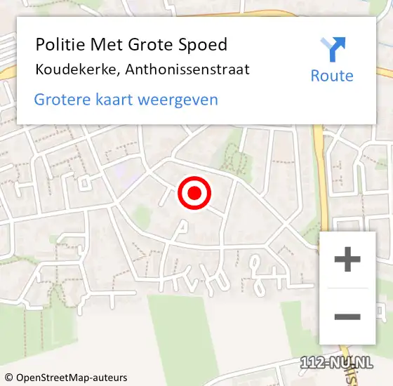 Locatie op kaart van de 112 melding: Politie Met Grote Spoed Naar Koudekerke, Anthonissenstraat op 15 april 2022 04:26