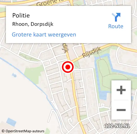 Locatie op kaart van de 112 melding: Politie Rhoon, Dorpsdijk op 15 april 2022 04:31