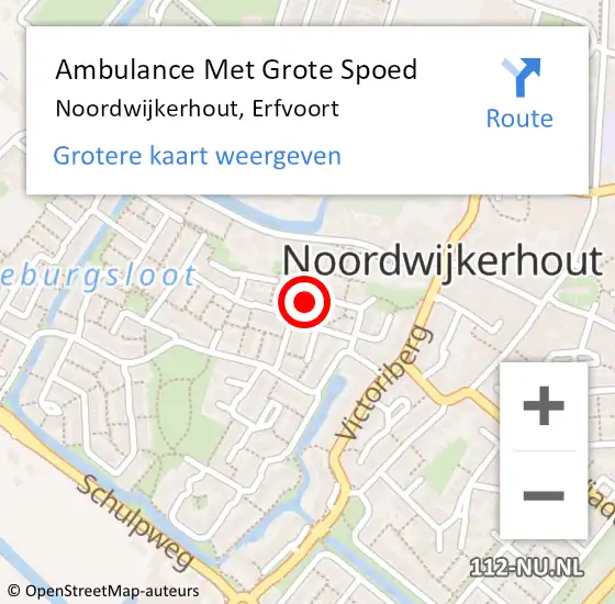 Locatie op kaart van de 112 melding: Ambulance Met Grote Spoed Naar Noordwijkerhout, Erfvoort op 15 april 2022 04:31