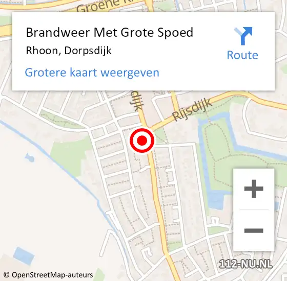 Locatie op kaart van de 112 melding: Brandweer Met Grote Spoed Naar Rhoon, Dorpsdijk op 15 april 2022 05:07