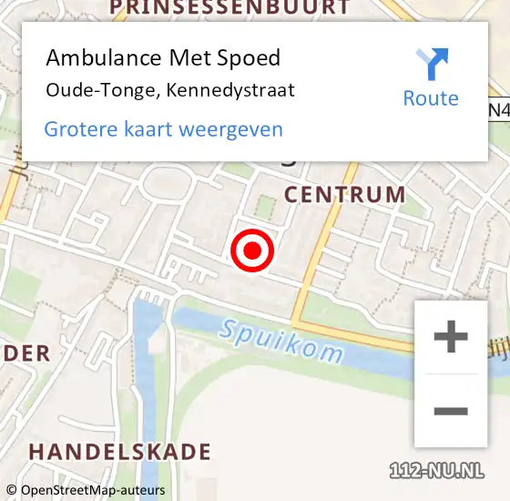 Locatie op kaart van de 112 melding: Ambulance Met Spoed Naar Oude-Tonge, Kennedystraat op 15 april 2022 05:25