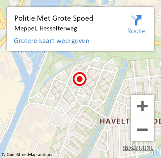 Locatie op kaart van de 112 melding: Politie Met Grote Spoed Naar Meppel, Hesselterweg op 15 april 2022 05:30