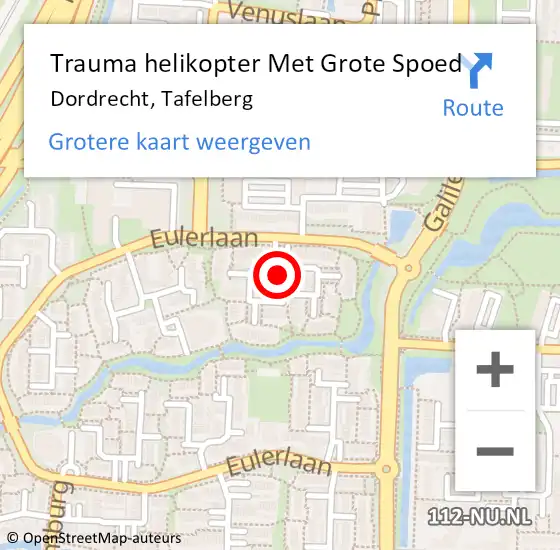 Locatie op kaart van de 112 melding: Trauma helikopter Met Grote Spoed Naar Dordrecht, Tafelberg op 15 april 2022 05:54