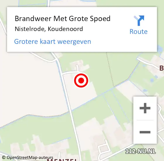 Locatie op kaart van de 112 melding: Brandweer Met Grote Spoed Naar Nistelrode, Koudenoord op 15 april 2022 06:52