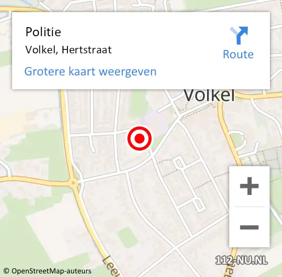 Locatie op kaart van de 112 melding: Politie Volkel, Hertstraat op 15 april 2022 07:07