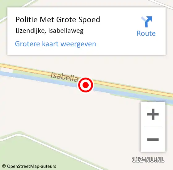 Locatie op kaart van de 112 melding: Politie Met Grote Spoed Naar IJzendijke, Isabellaweg op 15 april 2022 07:10