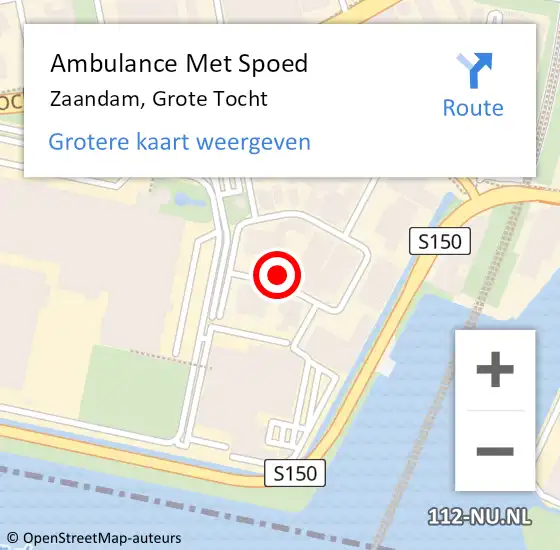 Locatie op kaart van de 112 melding: Ambulance Met Spoed Naar Zaandam, Grote Tocht op 15 april 2022 07:32