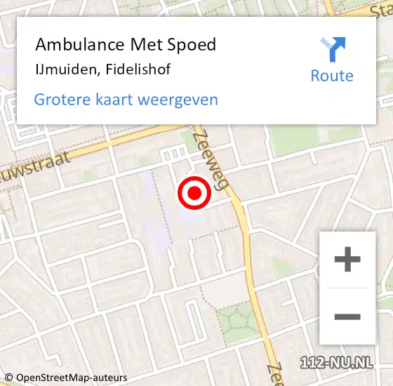 Locatie op kaart van de 112 melding: Ambulance Met Spoed Naar IJmuiden, Fidelishof op 15 april 2022 07:44