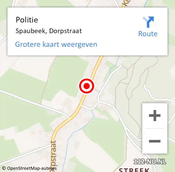 Locatie op kaart van de 112 melding: Politie Spaubeek, Dorpstraat op 15 april 2022 07:46