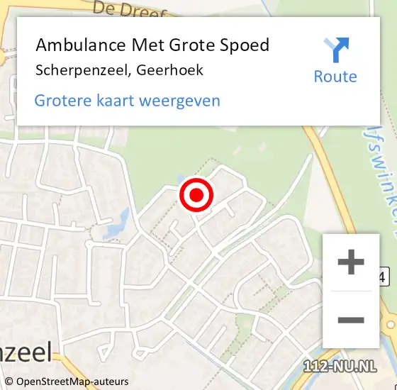 Locatie op kaart van de 112 melding: Ambulance Met Grote Spoed Naar Scherpenzeel, Geerhoek op 14 juli 2014 14:01