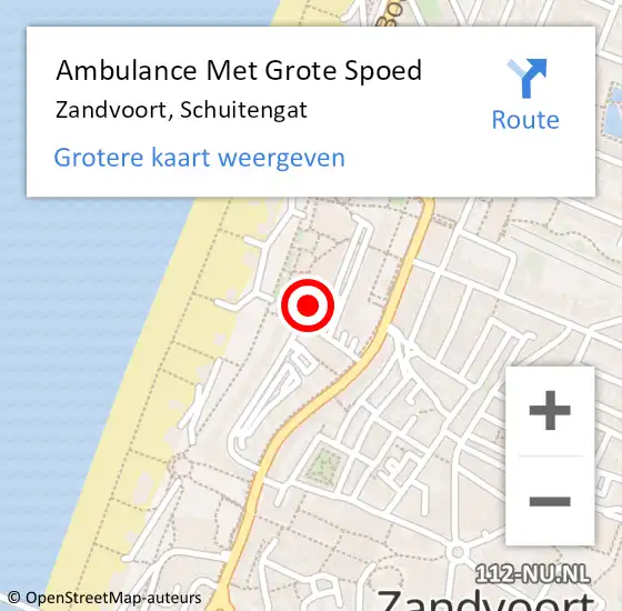 Locatie op kaart van de 112 melding: Ambulance Met Grote Spoed Naar Zandvoort, Schuitengat op 15 april 2022 08:21