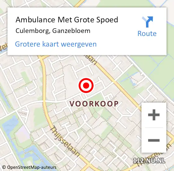 Locatie op kaart van de 112 melding: Ambulance Met Grote Spoed Naar Culemborg, Ganzebloem op 15 april 2022 08:25