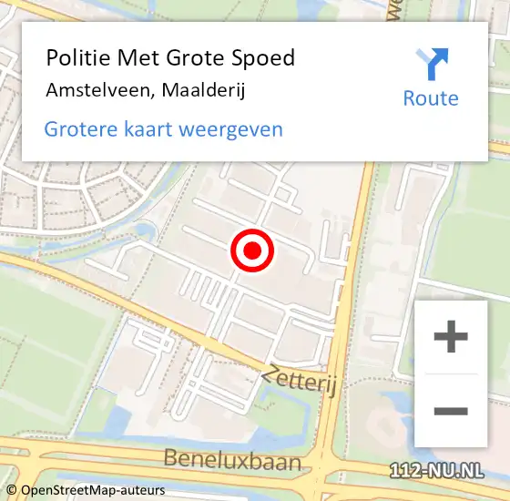 Locatie op kaart van de 112 melding: Politie Met Grote Spoed Naar Amstelveen, Maalderij op 15 april 2022 08:37