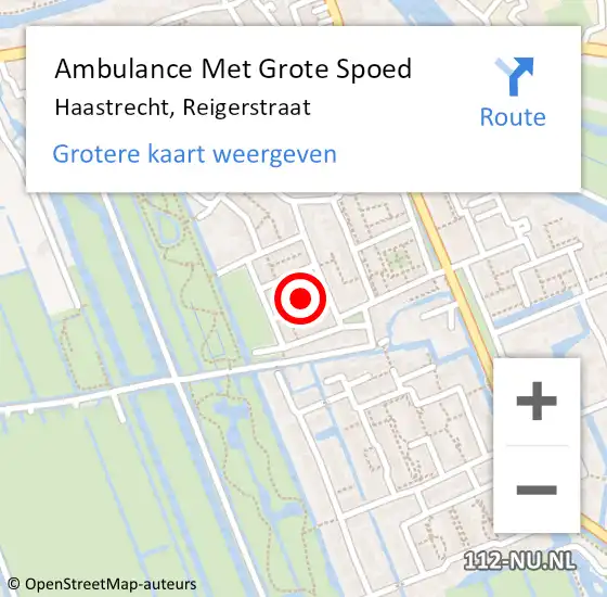 Locatie op kaart van de 112 melding: Ambulance Met Grote Spoed Naar Haastrecht, Reigerstraat op 15 april 2022 09:14