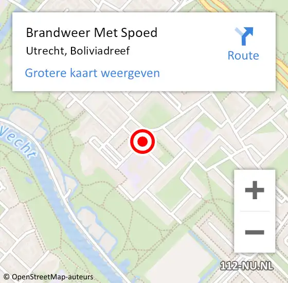 Locatie op kaart van de 112 melding: Brandweer Met Spoed Naar Utrecht, Boliviadreef op 15 april 2022 09:18