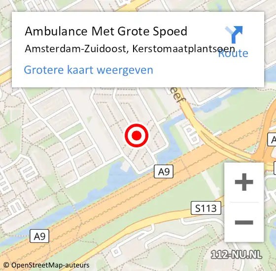 Locatie op kaart van de 112 melding: Ambulance Met Grote Spoed Naar Amsterdam-Zuidoost, Kerstomaatplantsoen op 15 april 2022 09:35