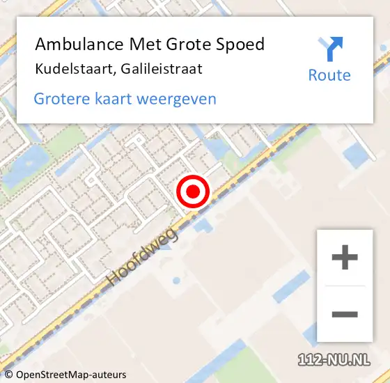 Locatie op kaart van de 112 melding: Ambulance Met Grote Spoed Naar Kudelstaart, Galileistraat op 15 april 2022 09:45