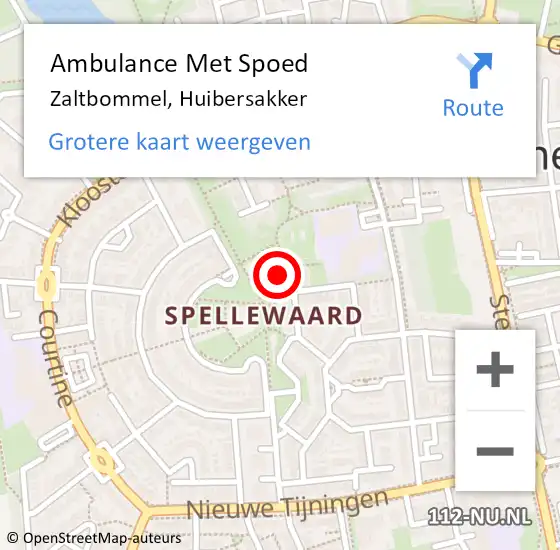 Locatie op kaart van de 112 melding: Ambulance Met Spoed Naar Zaltbommel, Huibersakker op 15 april 2022 10:03