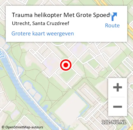 Locatie op kaart van de 112 melding: Trauma helikopter Met Grote Spoed Naar Utrecht, Santa Cruzdreef op 15 april 2022 10:08