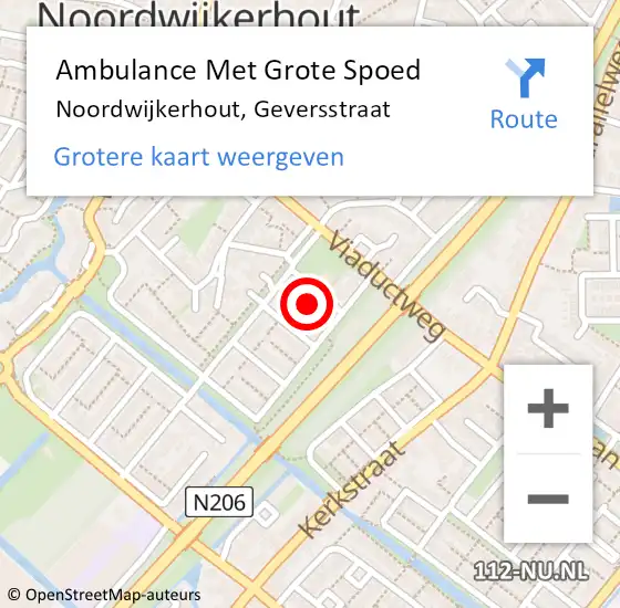 Locatie op kaart van de 112 melding: Ambulance Met Grote Spoed Naar Noordwijkerhout, Geversstraat op 15 april 2022 10:30