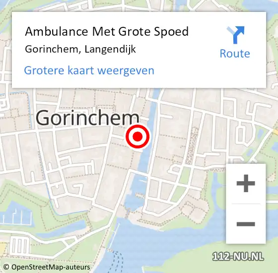 Locatie op kaart van de 112 melding: Ambulance Met Grote Spoed Naar Gorinchem, Langendijk op 15 april 2022 10:39