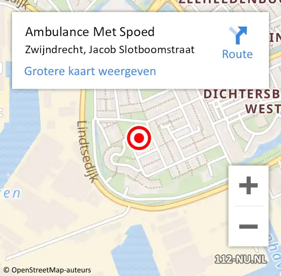 Locatie op kaart van de 112 melding: Ambulance Met Spoed Naar Zwijndrecht, Jacob Slotboomstraat op 15 april 2022 11:04