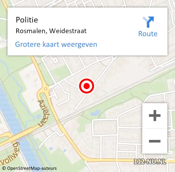 Locatie op kaart van de 112 melding: Politie Rosmalen, Weidestraat op 15 april 2022 11:51