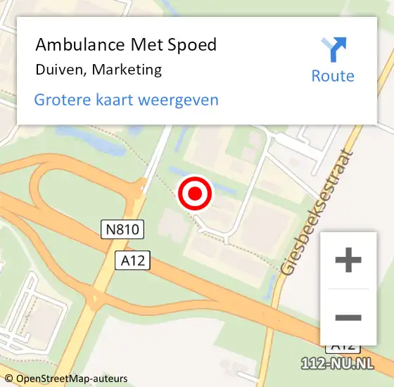 Locatie op kaart van de 112 melding: Ambulance Met Spoed Naar Duiven, Marketing op 15 april 2022 11:52
