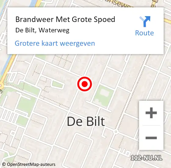 Locatie op kaart van de 112 melding: Brandweer Met Grote Spoed Naar De Bilt, Waterweg op 15 april 2022 11:56