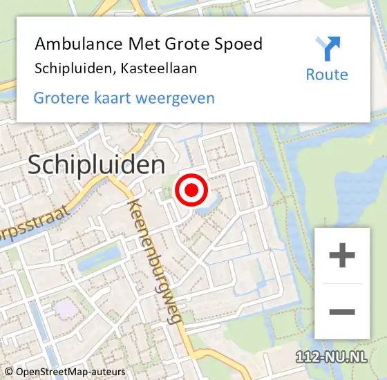 Locatie op kaart van de 112 melding: Ambulance Met Grote Spoed Naar Schipluiden, Kasteellaan op 15 april 2022 12:00