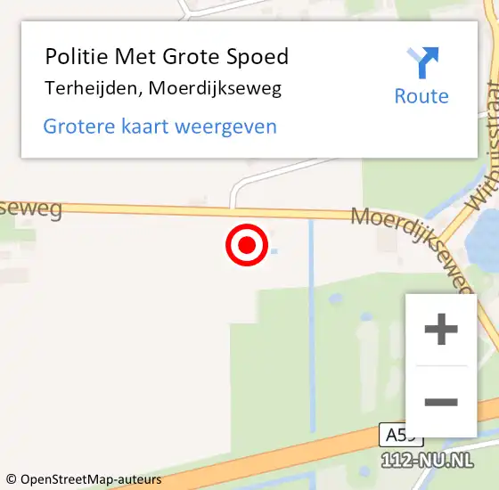Locatie op kaart van de 112 melding: Politie Met Grote Spoed Naar Terheijden, Moerdijkseweg op 15 april 2022 12:04