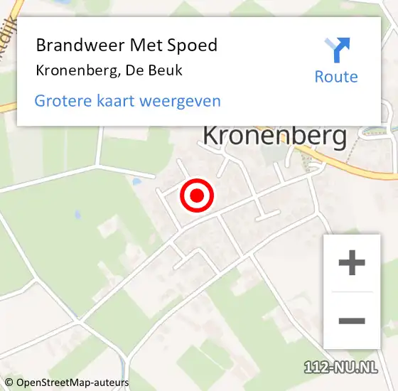 Locatie op kaart van de 112 melding: Brandweer Met Spoed Naar Kronenberg, De Beuk op 15 april 2022 12:09