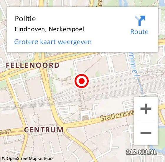 Locatie op kaart van de 112 melding: Politie Eindhoven, Neckerspoel op 15 april 2022 12:31