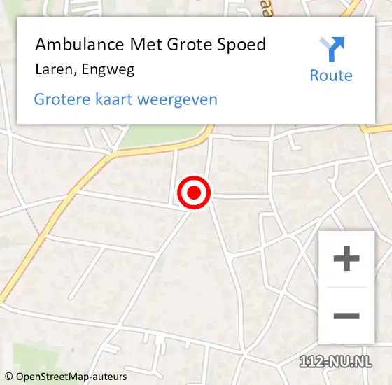 Locatie op kaart van de 112 melding: Ambulance Met Grote Spoed Naar Laren, Engweg op 14 juli 2014 14:27