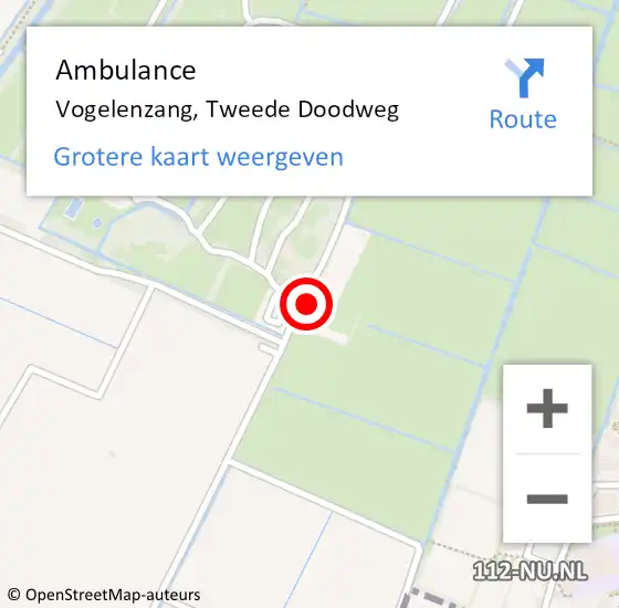 Locatie op kaart van de 112 melding: Ambulance Vogelenzang, Tweede Doodweg op 15 april 2022 12:43