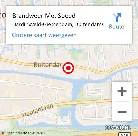 Locatie op kaart van de 112 melding: Brandweer Met Spoed Naar Hardinxveld-Giessendam, Buitendams op 15 april 2022 12:53