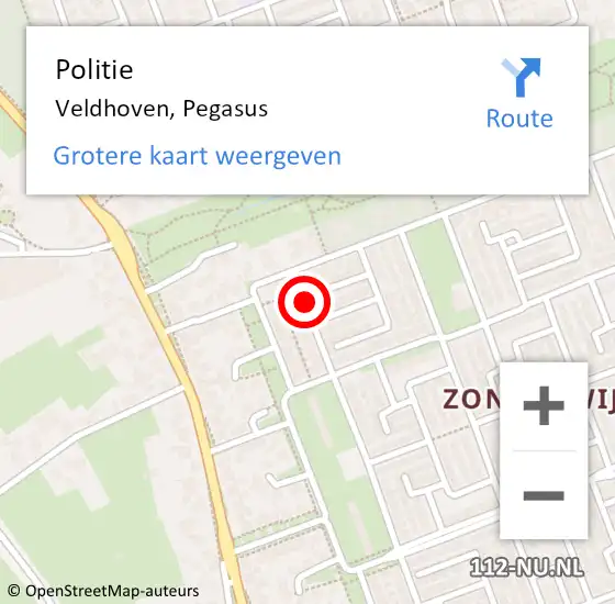 Locatie op kaart van de 112 melding: Politie Veldhoven, Pegasus op 15 april 2022 13:10