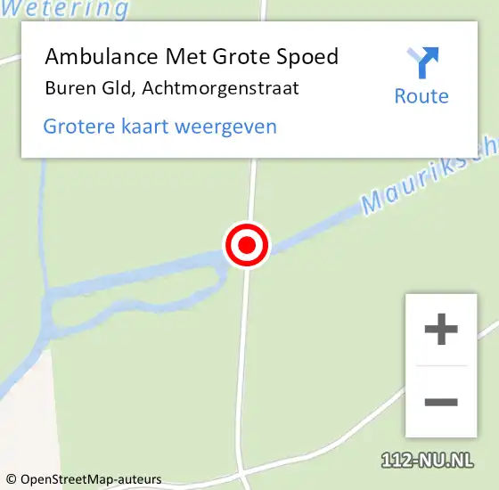 Locatie op kaart van de 112 melding: Ambulance Met Grote Spoed Naar Buren Gld, Achtmorgenstraat op 14 juli 2014 14:34