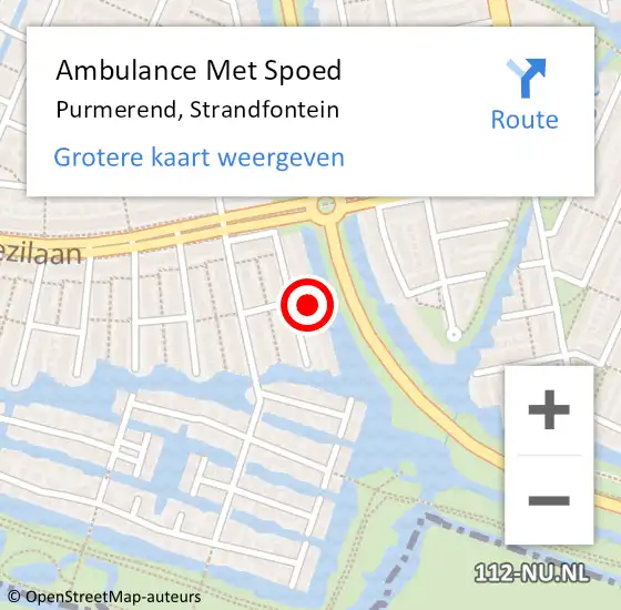 Locatie op kaart van de 112 melding: Ambulance Met Spoed Naar Purmerend, Strandfontein op 15 april 2022 13:32