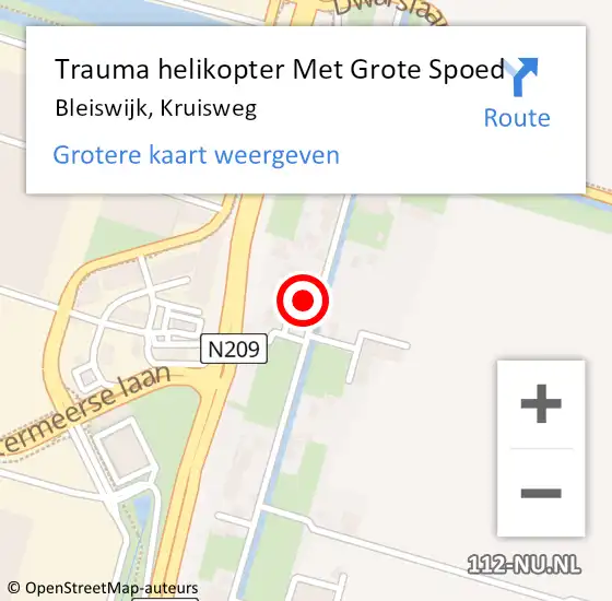 Locatie op kaart van de 112 melding: Trauma helikopter Met Grote Spoed Naar Bleiswijk, Kruisweg op 15 april 2022 13:38