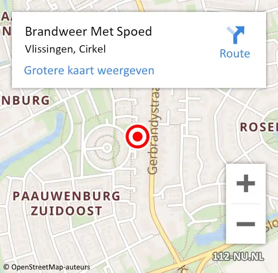 Locatie op kaart van de 112 melding: Brandweer Met Spoed Naar Vlissingen, Cirkel op 15 april 2022 13:40