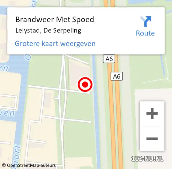 Locatie op kaart van de 112 melding: Brandweer Met Spoed Naar Lelystad, De Serpeling op 15 april 2022 13:54