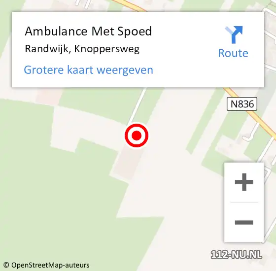 Locatie op kaart van de 112 melding: Ambulance Met Spoed Naar Randwijk, Knoppersweg op 15 april 2022 14:04